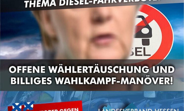 Billiges Wahlkampf-Manöver: Merkel entdeckt plötzlich das Thema „Fahrverbote“!