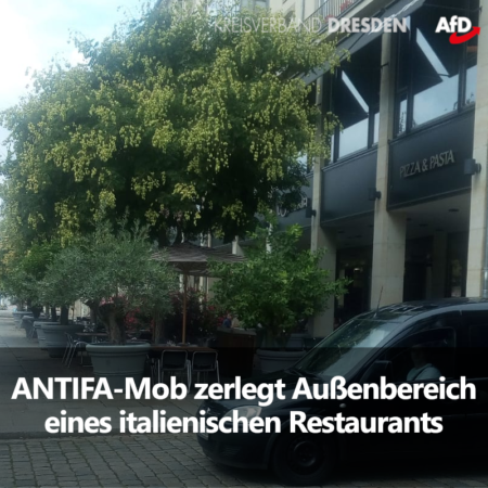 ANTIFA-Mob zerlegt Außenbereich eines italienischen Restaurants