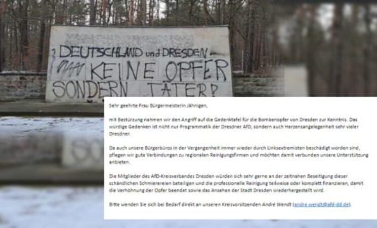 Denkmalschändung in Dresden. AfD Kreisverband bietet der Stadt Hilfe an!