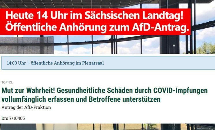 Heute am 16.01.2023 14:00 im Sächsischen Landtag - Öffentliche Anhörung zum AfD-Antrag