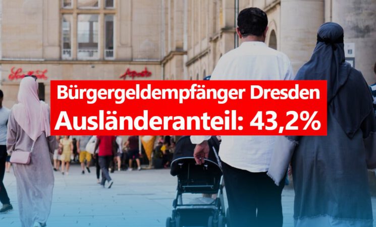 Bürgergeldempfänger Dresden - Ausländeranteil: 43,2%