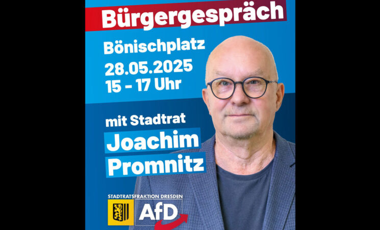 Bürgergespräch am 28.05. mit Stadtrat Joachim Promnitz am Bönischplatz