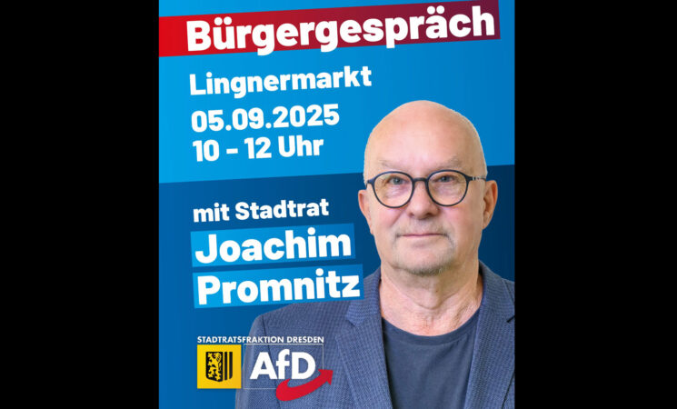 Infostand Lingnermarkt 05.09.2025 mit Stadtrat Joachim Promnitz